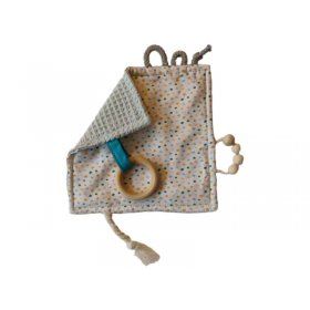 Juguete sensorial de algodón estampado de topos de colores dos caras