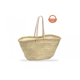 Capazo XXL bandolera con cuero y cremallera