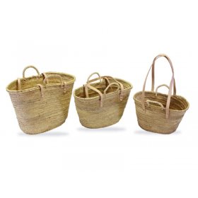 Capazo bandolera con cuero y asa medidas