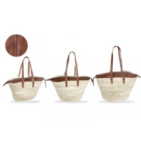 Capazo bandolera con cremallera de cuero marrón